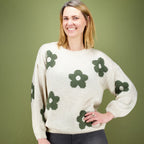 Küstenzauber Strickpullover Runa Beige-Khaki-Flower