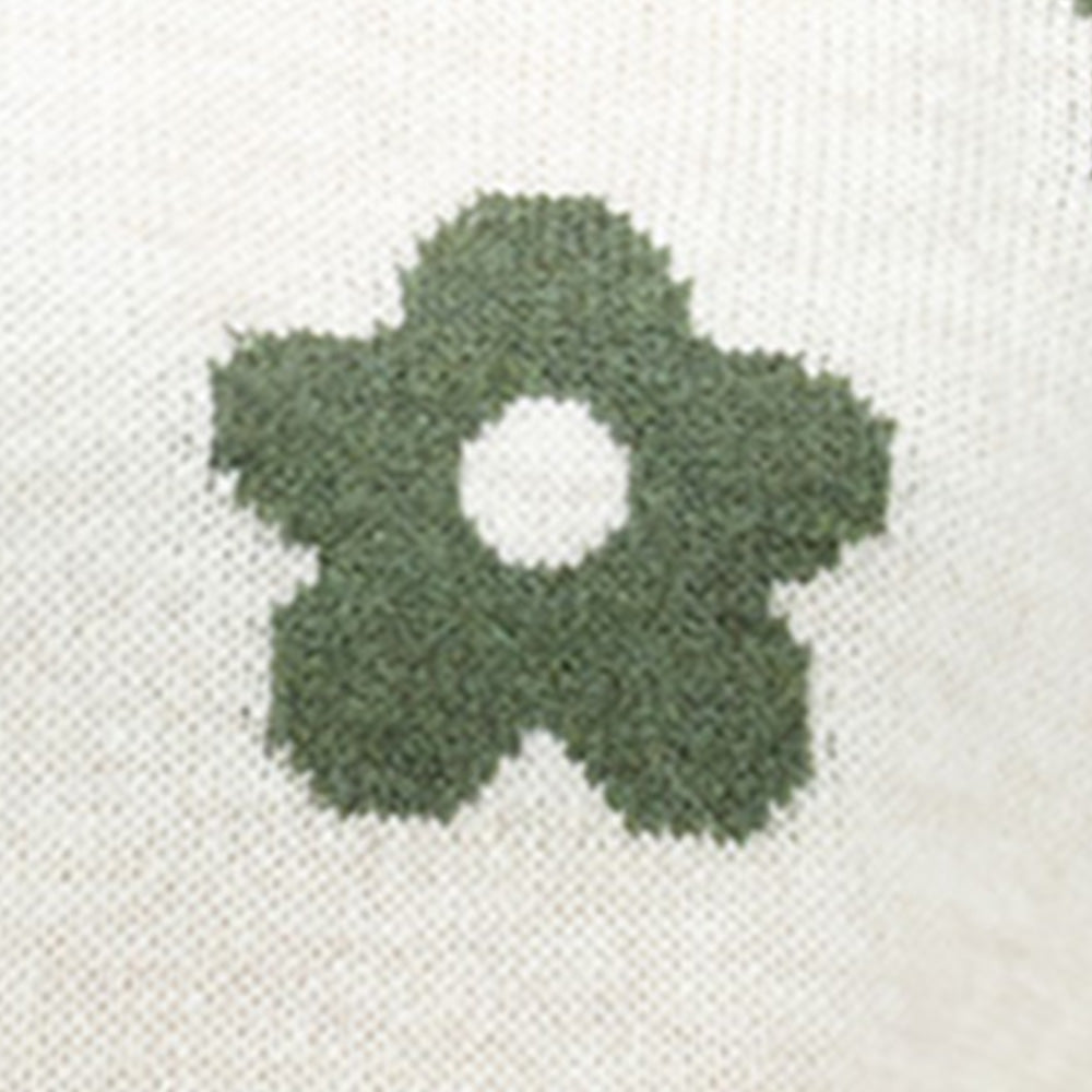 Küstenzauber Strickpullover Runa Beige-Khaki-Flower Muster