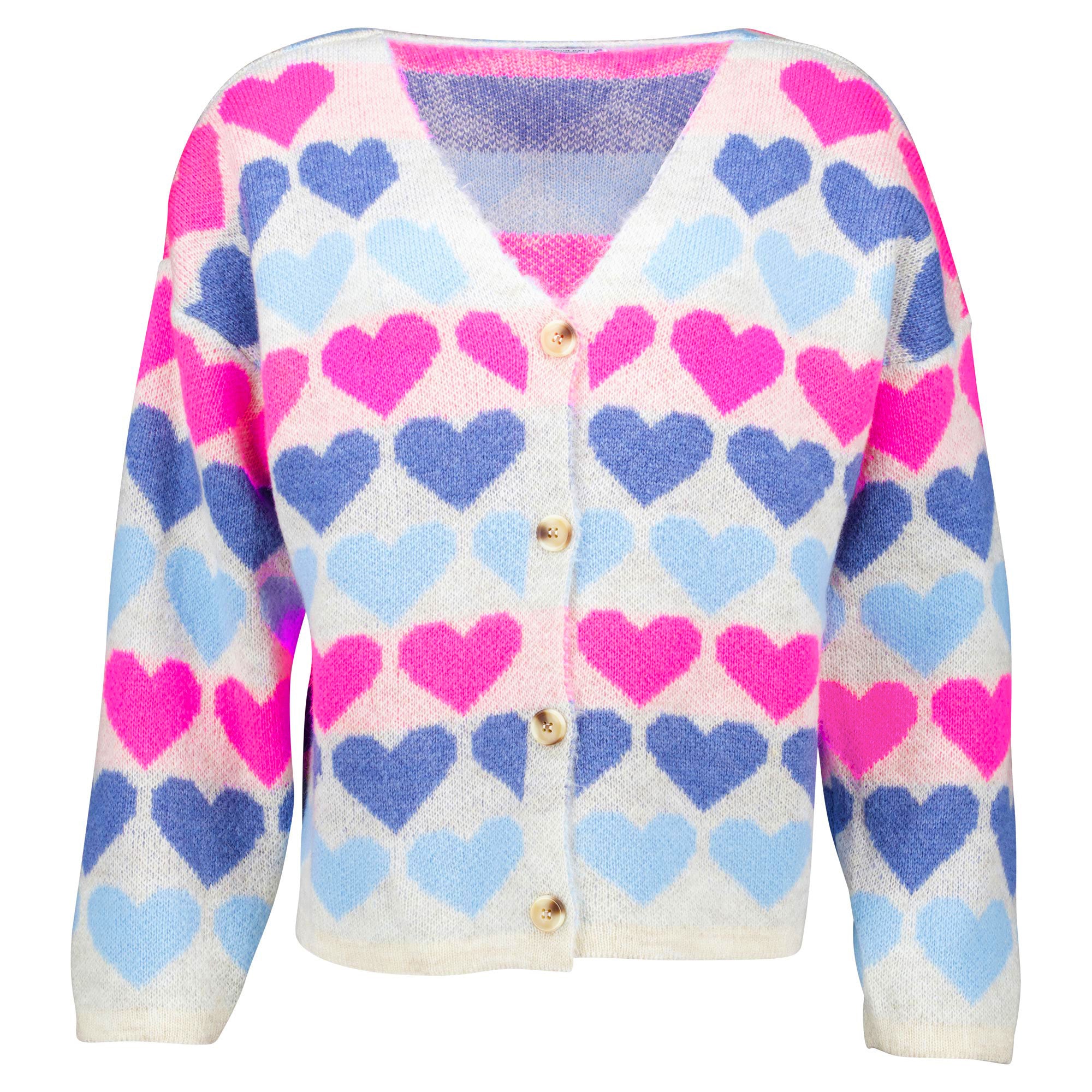 Rock Your Day Strickjacke "RYD-Rahel" Beige_Blue-Hearts