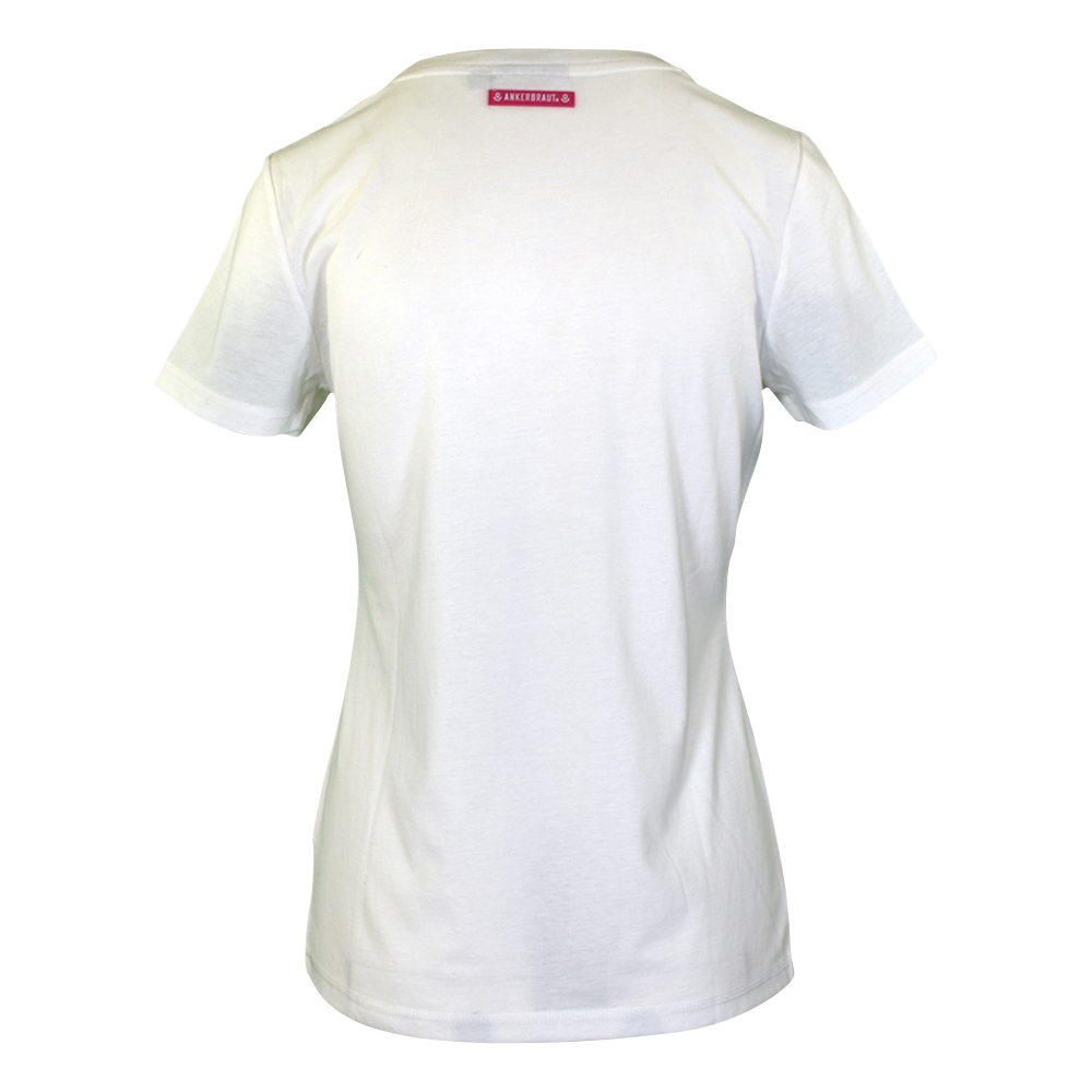 Weibliches Model mit ANKERBRAUT T-Shirt in Snow White