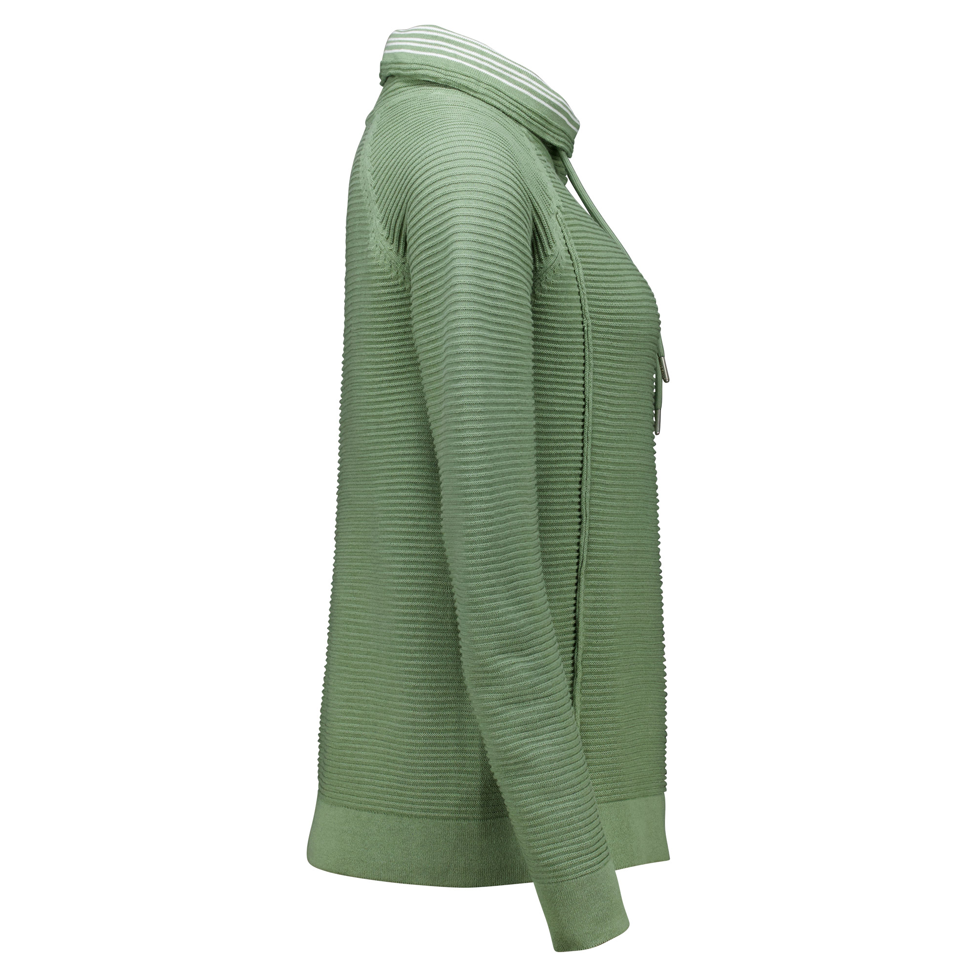 Weibliches Model mit CAMPS BAY Strickpullover in Hedge Green