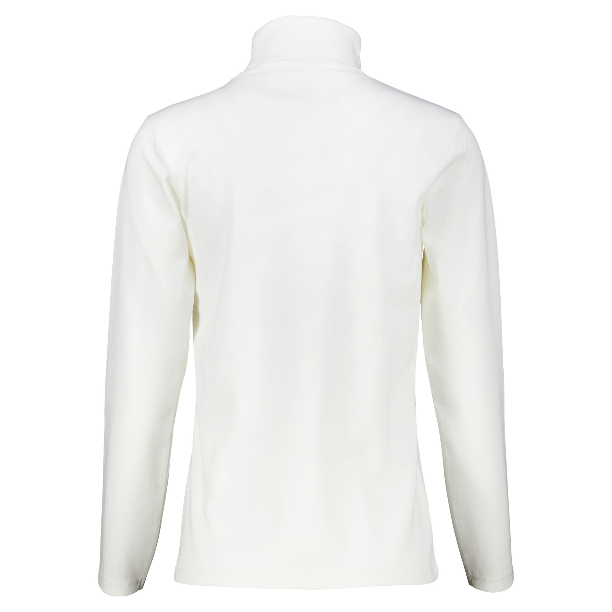 Weibliches Model mit CAMPS BAY Rollkragen-Shirt in Cloud Dancer Offwhite