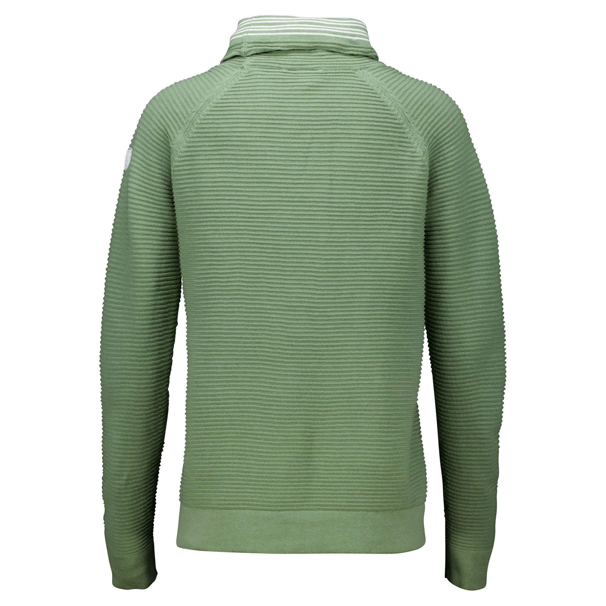 Weibliches Model mit CAMPS BAY Strickpullover in Hedge Green