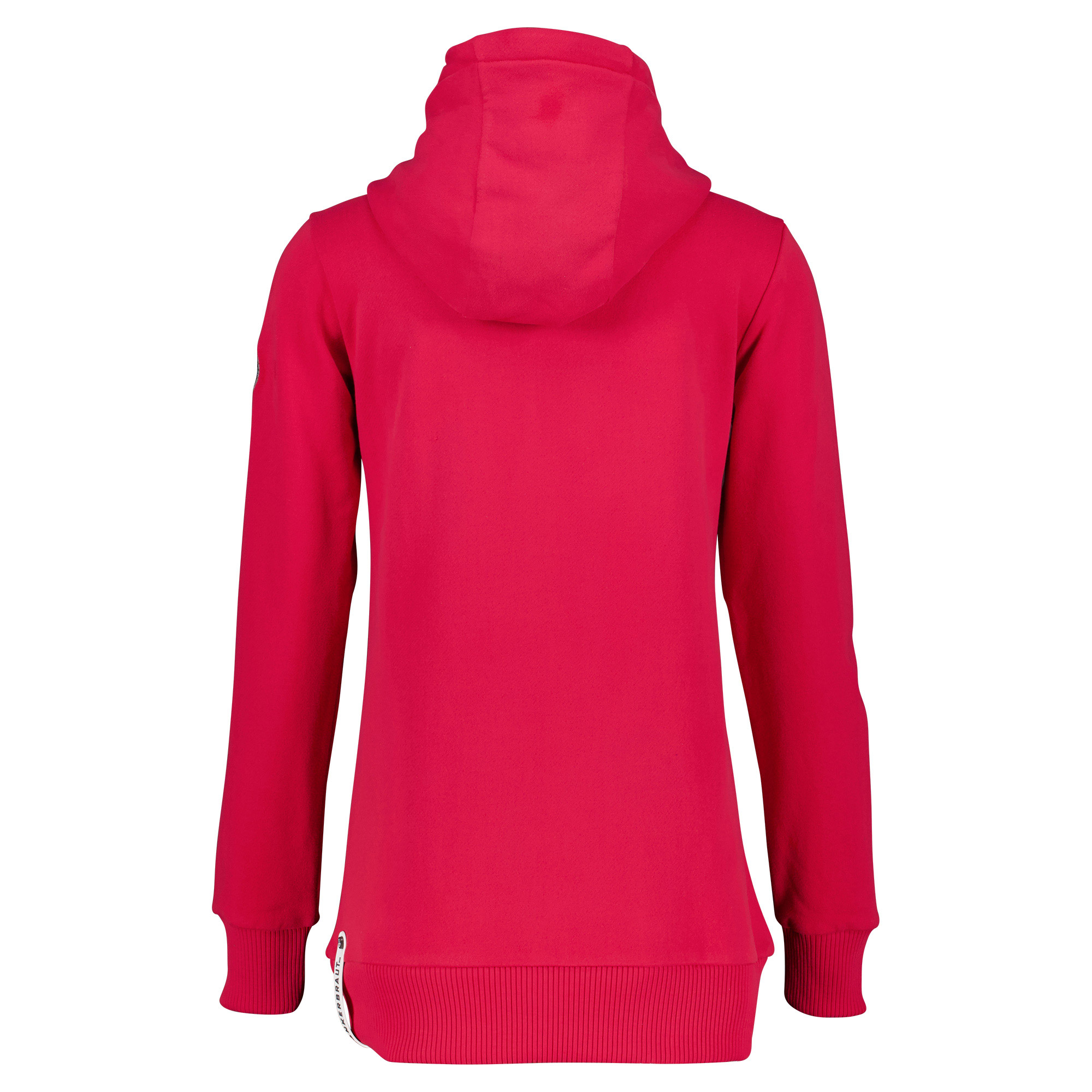 Weibliches Model mit ANKERBRAUT Sweatjacke in Rot