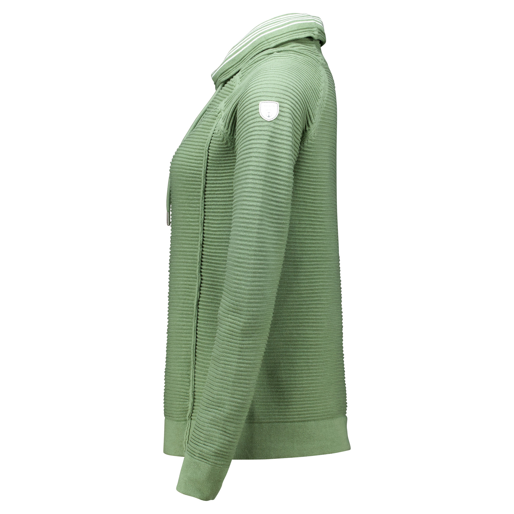 Weibliches Model mit CAMPS BAY Strickpullover in Hedge Green