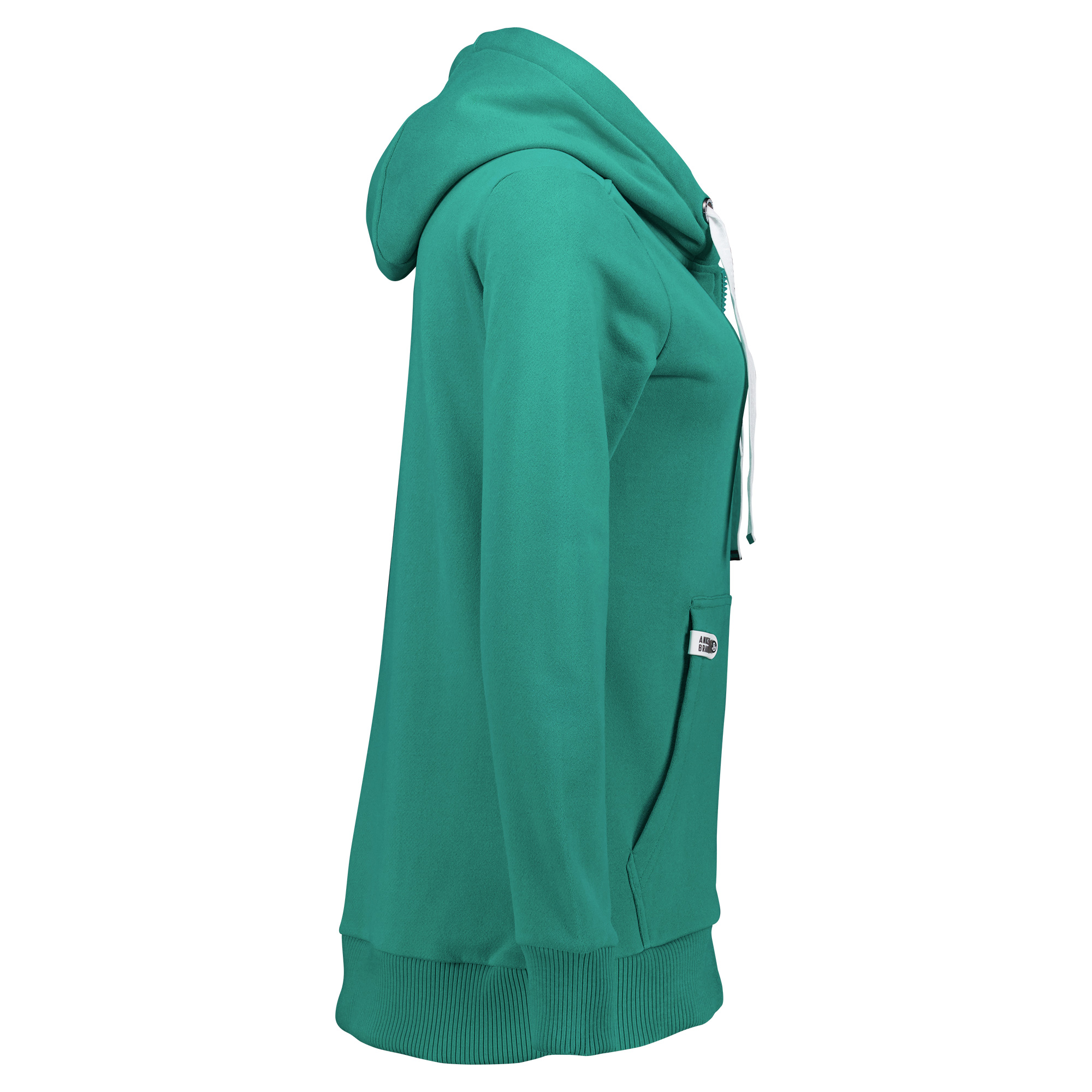 Weibliches Model mit ANKERBRAUT Sweatjacke in Pepper Green