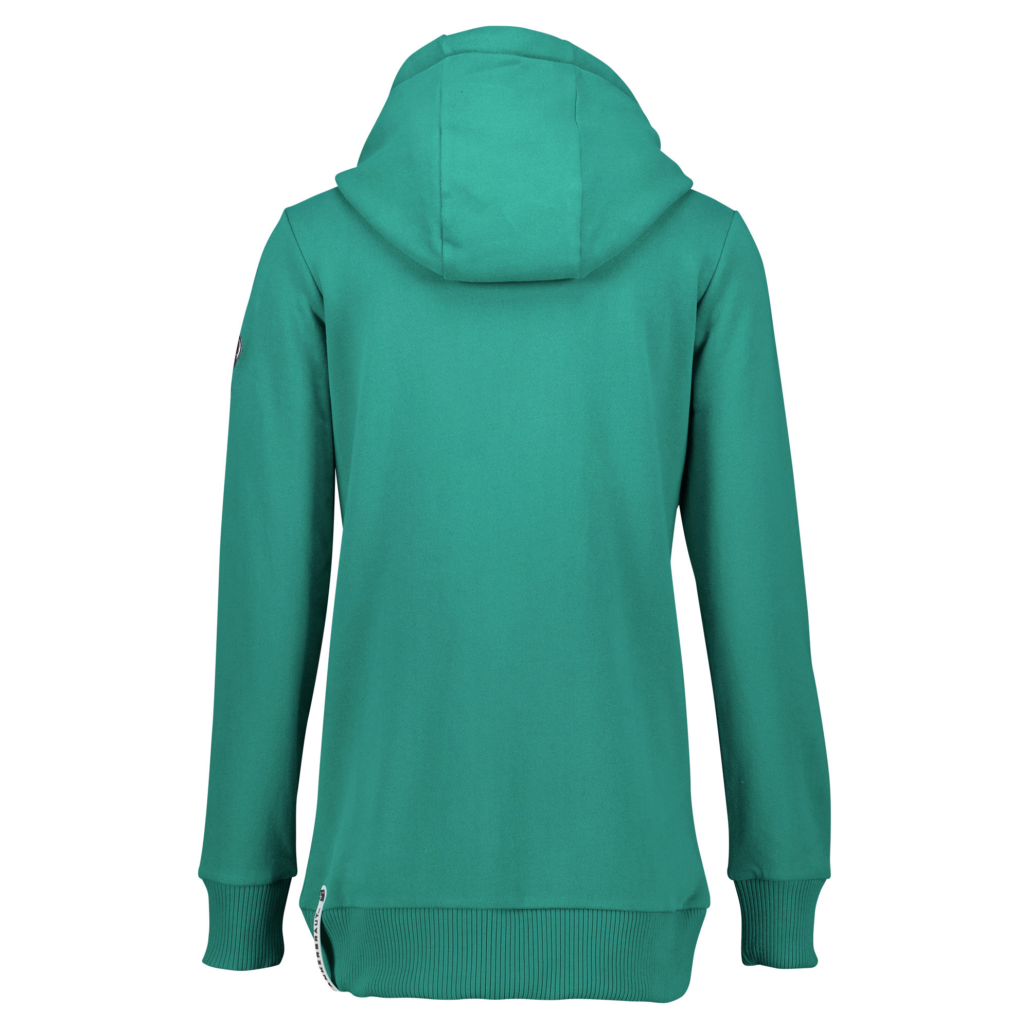 Weibliches Model mit ANKERBRAUT Sweatjacke in Pepper Green